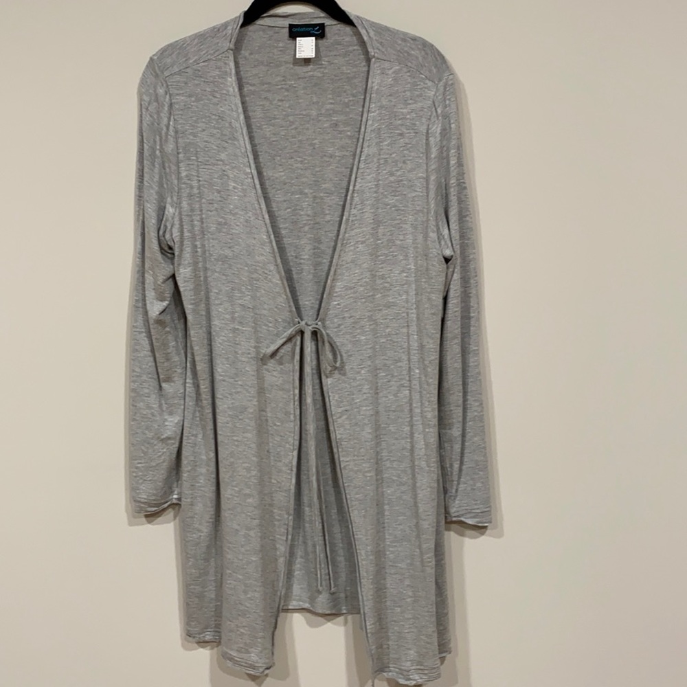 Creation L gray tie-front cardigan